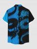 Tenue de Plage Trapèze à Deux Tons avec Imprimé Dragon Peint à L'Encre Grande-Taille pour Couples - Bleu 