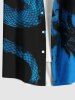 Tenue de Plage Trapèze à Deux Tons avec Imprimé Dragon Peint à L'Encre Grande-Taille pour Couples - Bleu 
