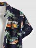 Sac de Plage Hawaiien à Imprimé Bus avec Feuilles Tropicales et Cocotier pour Couples - Noir 
