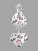 Coconut Tree Flamingo Print Women Swimsuit and Men Beach Shorts Matching Hawaii Beach Outfit For Couples -  