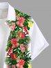 Chemise Imprimé à Fleurs et Feuilles Tropicales Grande Taille avec Boutons pour Homme - Blanc S