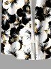 Plus Size Tropical Hibiscus Flowers Print Buttons Pocket Hawaii Shirt For Men -  