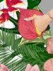 Plus Size Tropical Leaf Flowers Print Split Hawaii Midi Dress -  