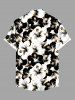 Plus Size Tropical Hibiscus Flowers Print Buttons Pocket Hawaii Shirt For Men -  