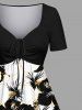Plus Size Tropical Hibiscus Flowers Print Cinched Hawaii Dress -  