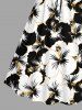 Plus Size Tropical Hibiscus Flowers Print Cinched Hawaii Dress -  