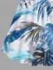 Plus Size Tropical Leaf Watercolor Print Cinched Hawaii Dress -  