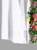Plus Size Tropical Leaf Flowers Print Buttons Pocket Hawaii Shirt For Men -  