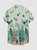 Plus Size Colorful Tropical Leaf Print Hawaii Button Pocket Shirt For Men - Vert clair M