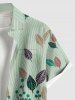 Plus Size Colorful Tropical Leaf Print Hawaii Button Pocket Shirt For Men - Vert clair M
