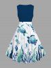 Plus Size Turtle Jellyfish Seaweed Fish Print Hawaii Sea Creatures Vintage Swing A Line Dress -  