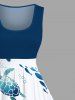 Plus Size Turtle Jellyfish Seaweed Fish Print Hawaii Sea Creatures Vintage Swing A Line Dress -  