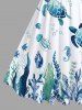 Plus Size Turtle Jellyfish Seaweed Fish Print Hawaii Sea Creatures Vintage Swing A Line Dress -  