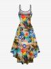 Plus Size Coconut Tree Parrot Ombre Dusk Print Hawaii High Low Asymmetric Cami Dress -  