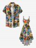 Plus Size Coconut Tree Parrot Ombre Dusk Print Hawaii High Low Asymmetric Cami Dress -  