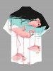 Plus Size Flamingo Lake Print Hawaii Button Pocket Shirt For Men -  