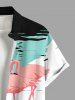 Plus Size Flamingo Lake Print Hawaii Button Pocket Shirt For Men -  
