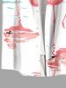 Plus Size Flamingo Lake Print Hawaii Button Pocket Shirt For Men -  