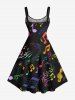 Plus Size Colorful Musical Symbols Print Hawaii A Line Tank Dress -  