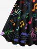 Plus Size Colorful Musical Symbols Print Hawaii A Line Tank Dress -  
