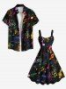 Plus Size Colorful Musical Symbols Print Hawaii A Line Tank Dress -  