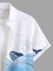 Plus Size Ombre Sea Wave Shark Print Hawaii Button Pocket Shirt For Men -  
