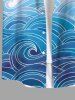 Plus Size Ombre Sea Wave Shark Print Hawaii Button Pocket Shirt For Men -  
