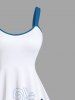 Plus Size Ombre Sea Wave Shark Print Hawaii A Line Tank Dress -  