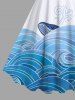 Plus Size Ombre Sea Wave Shark Print Hawaii A Line Tank Dress -  