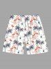 Plus Size Coconut Tree Flamingo Sailboat Sun Print Hawaii Beach Shorts For Men -  