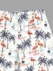 Plus Size Coconut Tree Flamingo Sailboat Sun Print Hawaii Beach Shorts For Men -  