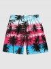 Plus Size Coconut Tree Ombre Colorblock Print Hawaii Beach Shorts For Men -  