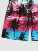 Plus Size Coconut Tree Ombre Colorblock Print Hawaii Beach Shorts For Men -  