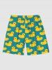Plus Size Ducks Print Hawaii Beach Shorts For Men -  