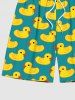 Plus Size Ducks Print Hawaii Beach Shorts For Men -  
