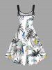 Plus Size Coconut Tree Sailboat Sun Bird Print Hawaii Tank Dress -  