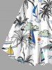 Plus Size Coconut Tree Sailboat Sun Bird Print Hawaii Tank Dress -  