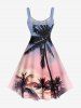 Plus Size Coconut Tree Ombre Colorful Sky Print Hawaii Tank Dress -  