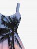 Plus Size Coconut Tree Ombre Colorful Sky Print Hawaii Tank Dress -  