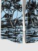 Chemise Boutonnée en Blocs de Couleurs Arbre de Noix de Coco Imprimé Grande Taille avec Poche - Rose clair S