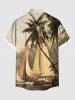 Chemise Hawaiienne Imprimé Cocotier et Palmier avec Poche Grande Taille pour Homme - café lumière M
