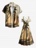 Plus Size Coconut Tree Sailboat Bridge Print Cold Shoulder Crisscross Hawaii Cruise Maxi Dress -  