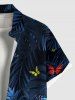 Plus Size Tropical Leaf Colorful Butterfly Print Buttons Pocket Hawaii Shirt For Men -  
