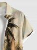 Plus Size Coconut Tree Sailboat Bridge Print Buttons Pocket Hawaii Cruise Shirt For Men -  