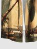 Coconut Tree Sailboat Bridge Print Plus Size Matching Hawaii Beach Outfit For Couples -  