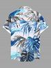 Costume de Plage à Imprimé Feuilles à L'Aquarelle Contrastant Grande-Taille pour Femme - Bleu 