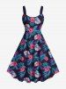 Tenue de plage hawaïenne assortie grande taille à imprimé feuilles tropicales et fleurs pour couples - Noir 