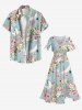 Robe Feuille Fleur de Pêcher Grande Taille avec Poche Latérale - Bleu clair M