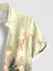 Plus Size Floral Leaf Branch Ombre Print Hawaii Button Pocket Shirt For Men - Beige 4XL