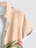 Plus Size Coconut Tree Tropical Leaves Print Hawaii Button Pocket Shirt For Men -  